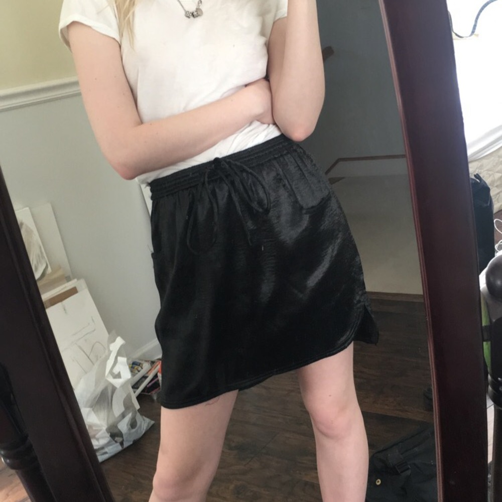 Black silky skirt
